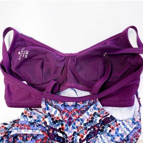 Athleta | Marrakesh Side Ruching Tankini Bikini Top Long Purple Blue | 34 B/C - Picture 5 of 5
